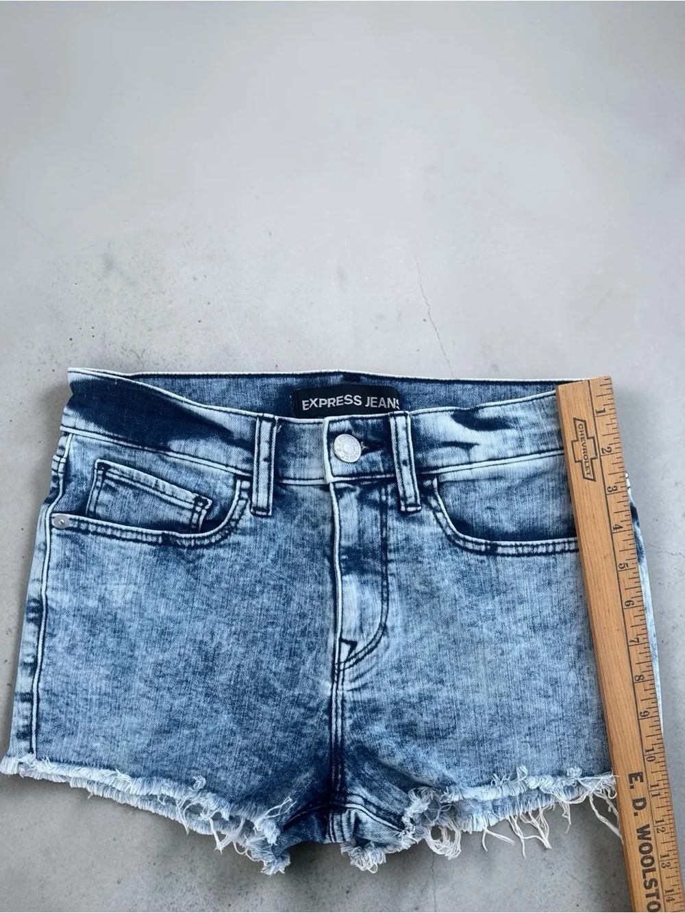 Express Blue Washed Denim Cutoff Shorts